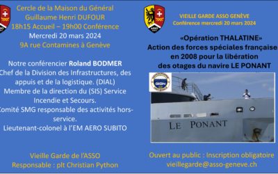 Conférence « Opération THALATINE : action des forces spéciales françaises en 2008 pour la libération des otages du navire LE PONANT capturé par des pirates somaliens  » – 20 mars 2024 – 19:00 heures